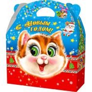 Новогодний подарок «Коробка с маской Кот» – Люкс 1000 г. (картон)