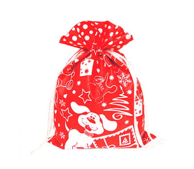 Новогодний подарок – Мешочек Снежный красный (текстиль) 1000г – Люкс
